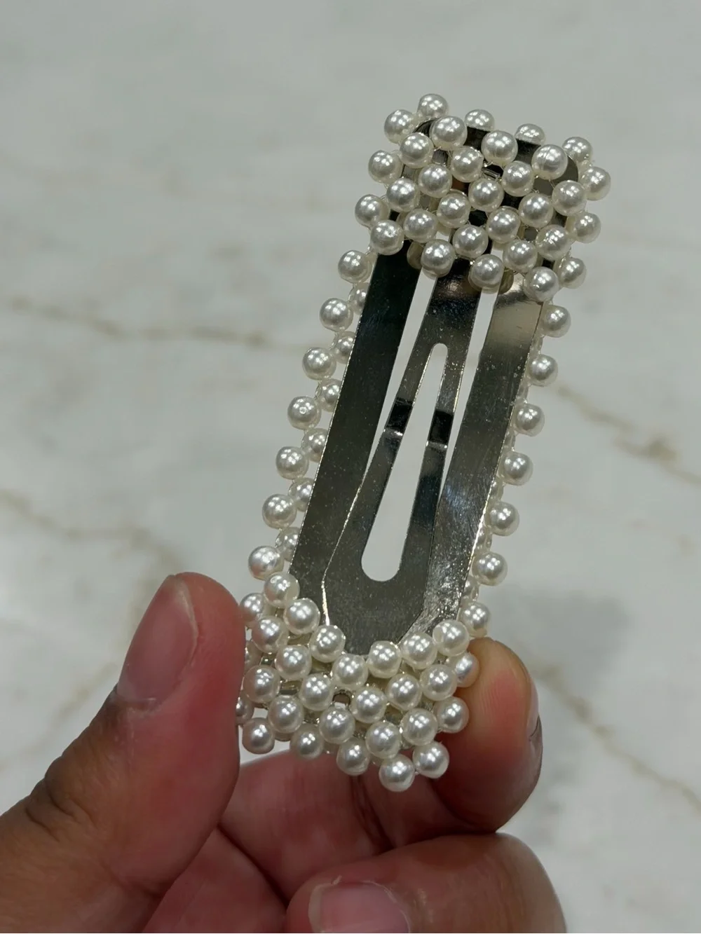 Large Pearl Beaded Rectangle Hair Clip Chic Statement Barrette
